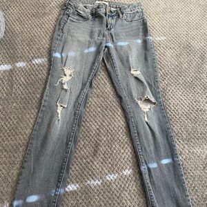 Black ripped denim leggings